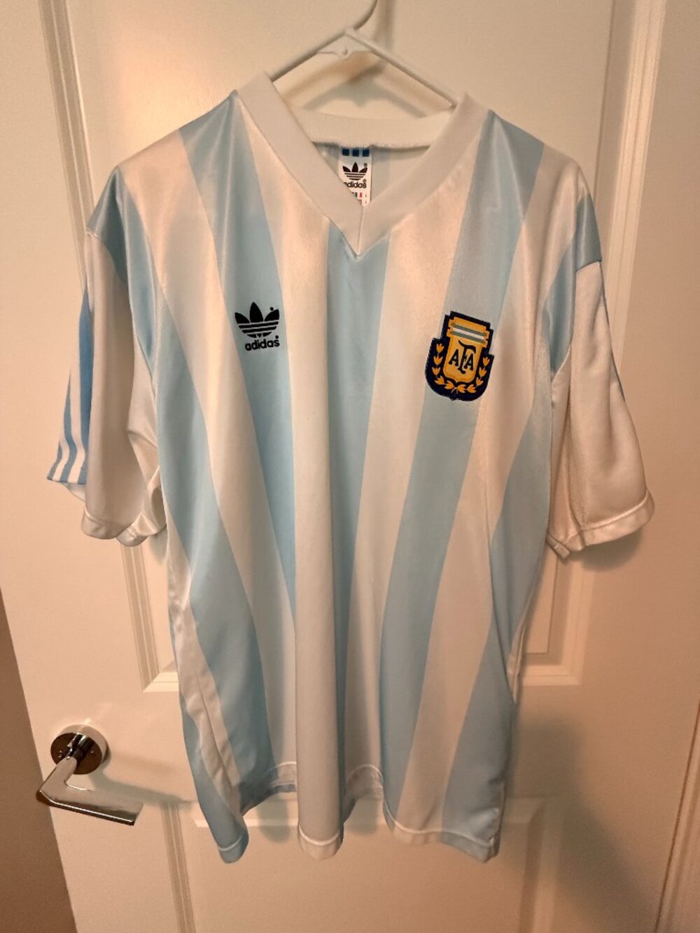 Argentina National Team Soccer Jersey, Classic 80's, Size Large
